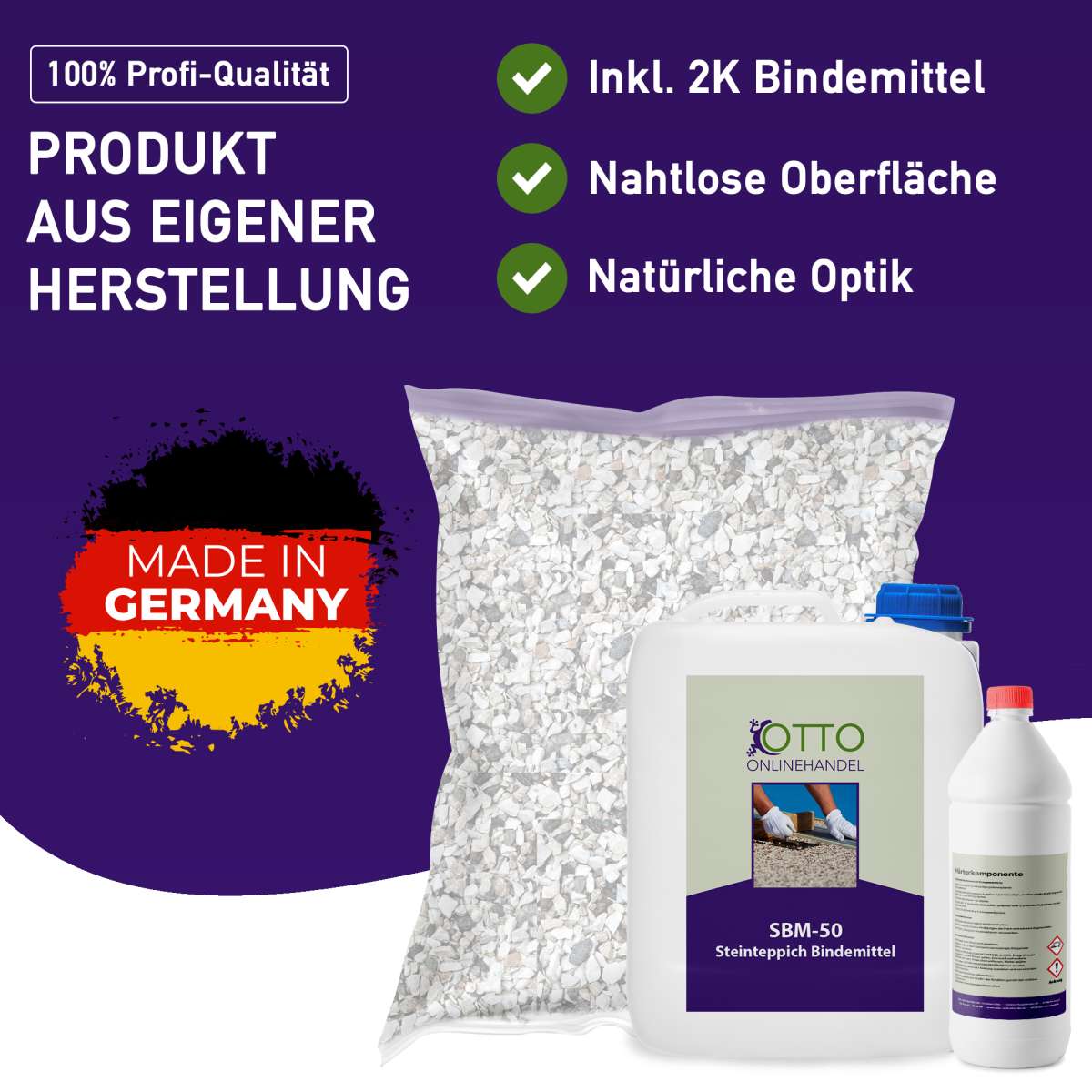 BTT-ST Steinteppich Set Bianco Carrara – Marmorkies Mit Epoxidharz Für 1,92 M² Boden